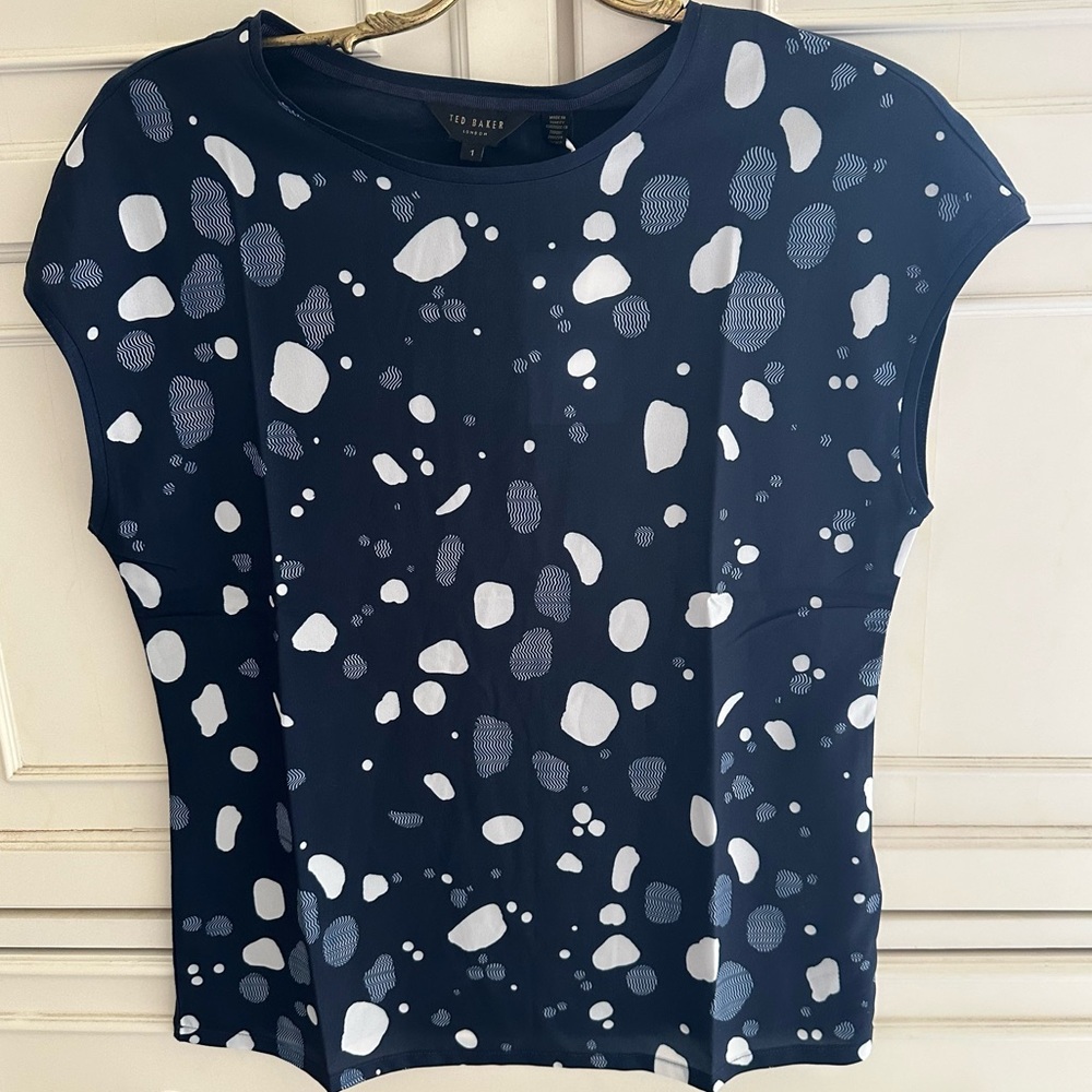 Ted Baker Navy Blue Loteee Woven Front Tee